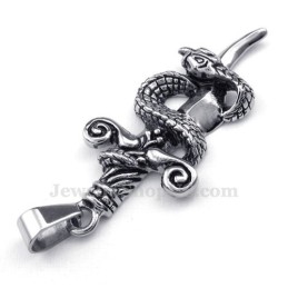 Colar Com Pingente De Espada De Cobra De Titânio (Corrente Grátis)