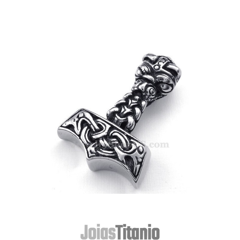 Colar Com Pingente De Martelo De Thor Em Titânio (Corrente Grátis)