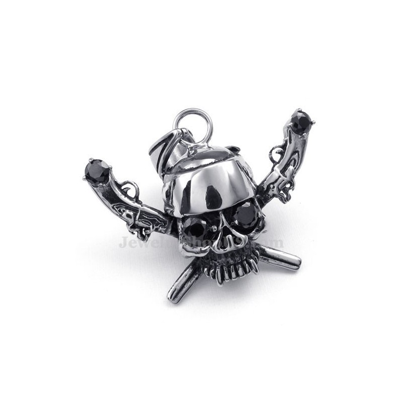 Colar Com Pingente De Caveira Pirata De Titânio Requintado (Corrente Grátis) Colar Com Pingente De Caveira Pirata De Titânio Requintado (Corrente Grátis)