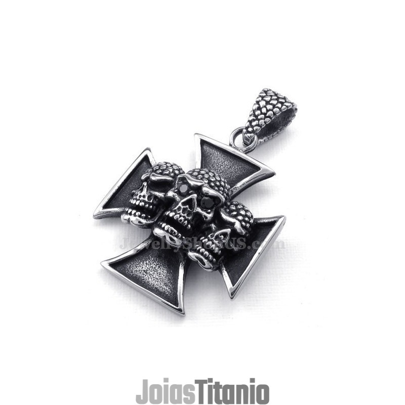 Colar Com Pingente De Caveira Em Titânio The Cross (Corrente Grátis)