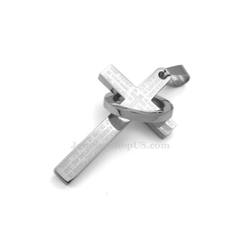 Colar Com Pingente De Cruz De Titânio Com Escritura (Corrente Grátis) Colar Com Pingente De Cruz De Titânio Com Escritura (Corrente Grátis)