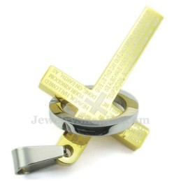 Colar Com Pingente De Cruz Em Titânio E Ouro (Corrente Grátis)