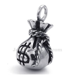 Colar Com Pingente De Carteira E Bolsa De Titânio (Corrente Grátis)
