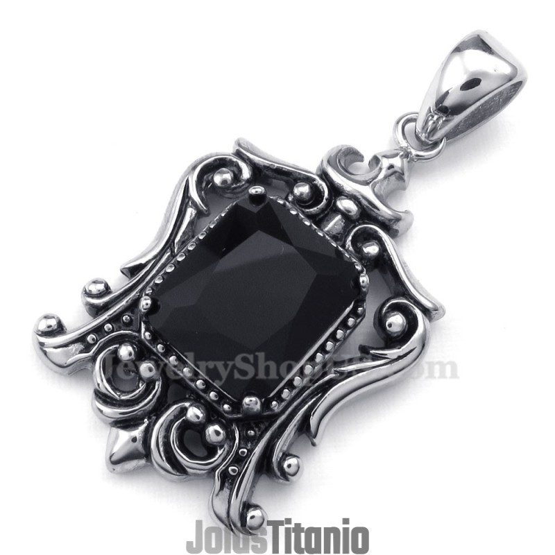 Colar Com Pingente De Titânio E Zircônia Preta (Corrente Grátis) Colar Com Pingente De Titânio E Zircônia Preta (Corrente Grátis)