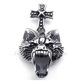 Colar Com Pingente De Cabeça De Lobo De Titânio (Corrente Grátis)