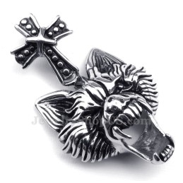 Colar Com Pingente De Cabeça De Lobo De Titânio (Corrente Grátis)