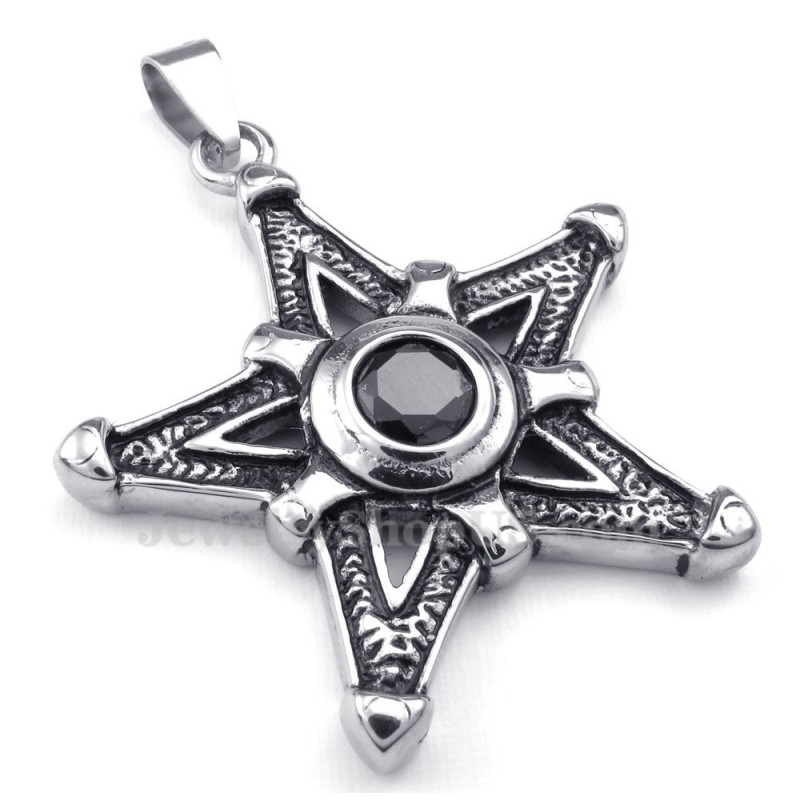 Colar Com Pingente De Estrela Da Sorte Em Titânio E Zircônia Preta (Corrente Grátis) Colar Com Pingente De Estrela Da Sorte Em Titânio E Zircônia Preta (Corrente Grátis)