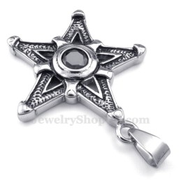 Colar Com Pingente De Estrela Da Sorte Em Titânio E Zircônia Preta (Corrente Grátis)