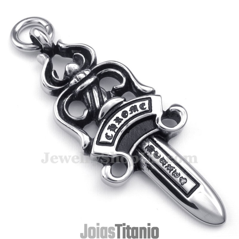 Colar Com Pingente De Espada De Titânio (Corrente Grátis) Colar Com Pingente De Espada De Titânio (Corrente Grátis)