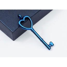 Pingente De Titânio Com Chave Em Forma De Coração - Corrente Grátis