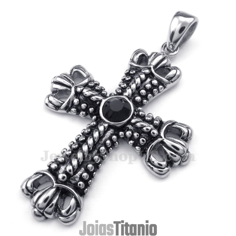 Colar Com Pingente De Cruz De Titânio (Corrente Grátis) Colar Com Pingente De Cruz De Titânio (Corrente Grátis)