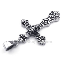 Colar Com Pingente De Cruz De Titânio E Caveira (Corrente Grátis)