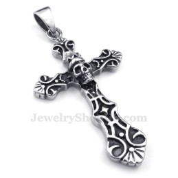 Colar Com Pingente De Cruz De Titânio E Caveira (Corrente Grátis)