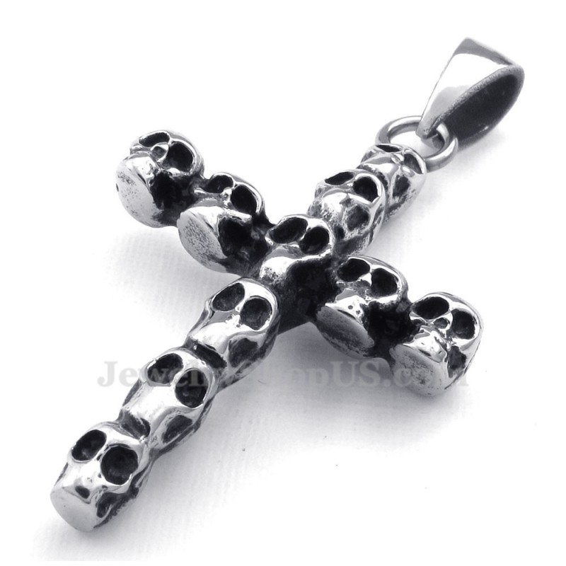 Colar Com Pingente De Cruz De Caveira De Titânio (Corrente Grátis) Colar Com Pingente De Cruz De Caveira De Titânio (Corrente Grátis)