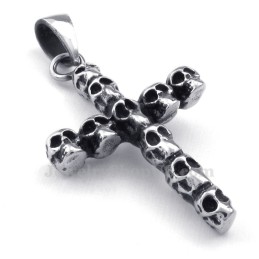 Colar Com Pingente De Cruz De Caveira De Titânio (Corrente Grátis)