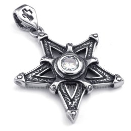 Colar Com Pingente De Estrela De Titânio E Zircônia Branca (Corrente Grátis)