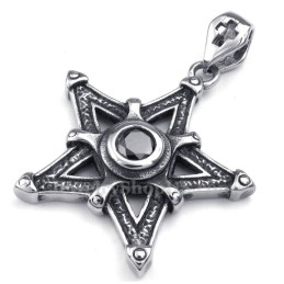 Colar Com Pingente De Estrela De Titânio E Zircônia Preta (Corrente Grátis)