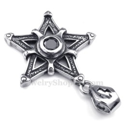 Colar Com Pingente De Estrela De Titânio E Zircônia Preta (Corrente Grátis)