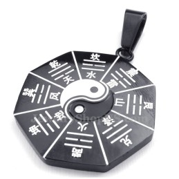 Colar Com Pingente De Titânio Black Eight Diagrams (Corrente Grátis)