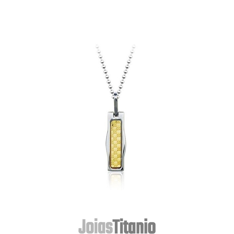 Pingente De Titânio Dourado Novo Estilo - Corrente Grátis
