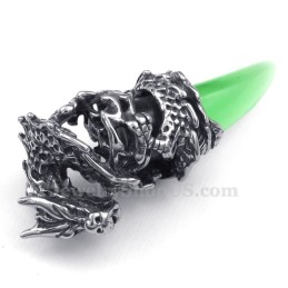 Colar Com Pingente De Dente De Dragão Em Titânio Verde (Corrente Grátis)