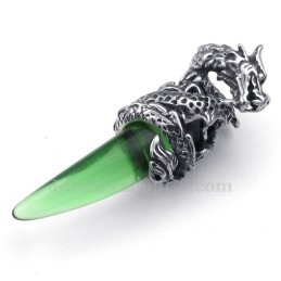Colar Com Pingente De Dente De Dragão Em Titânio Verde (Corrente Grátis)