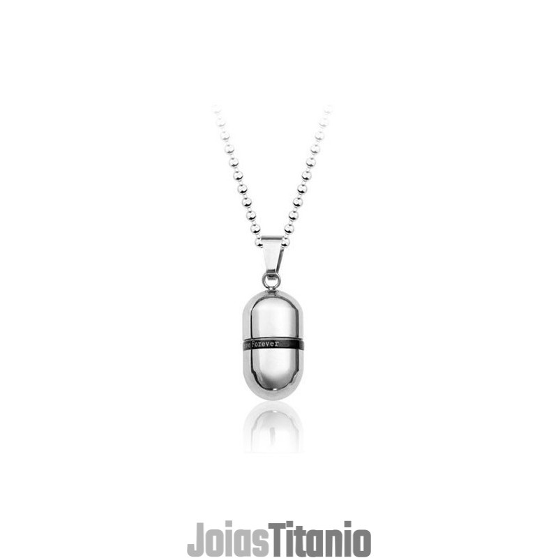 Pingente De Titânio Com Cápsula Que Abre Love Forever - Corrente Grátis