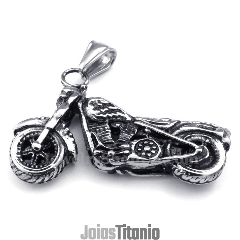 Colar Com Pingente De Motocicleta De Titânio (Corrente Grátis)