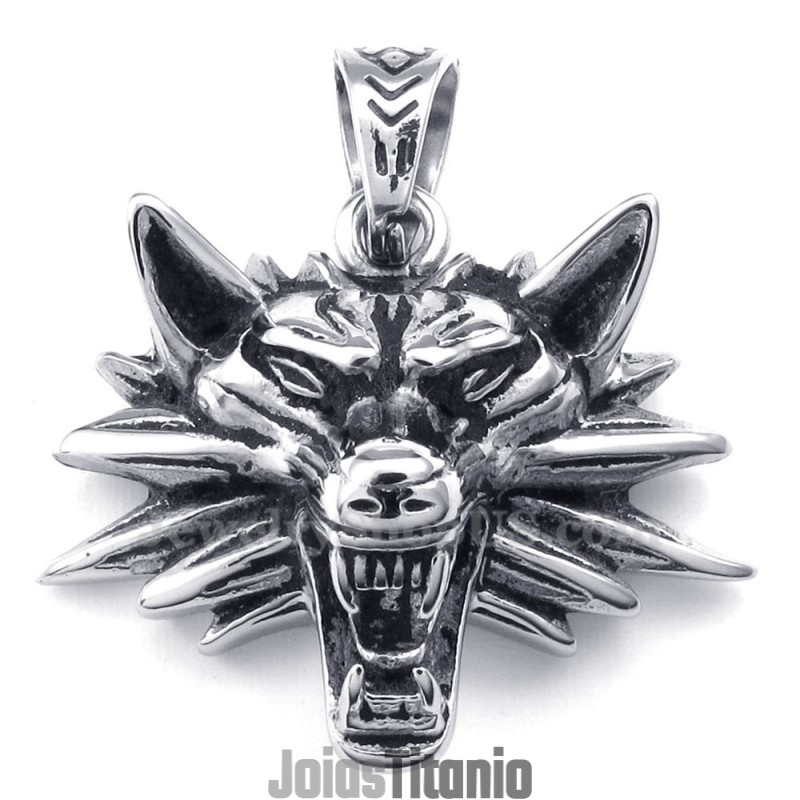 Colar Com Pingente De Lobo De Titânio (Corrente Grátis) Colar Com Pingente De Lobo De Titânio (Corrente Grátis)