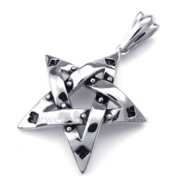 Colar Com Pingente De Estrela De Cinco Pontas Com Pontos De Titânio (Corrente Grátis)