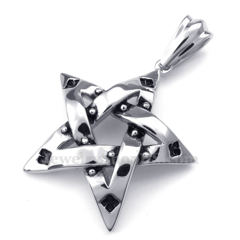 Colar Com Pingente De Estrela De Cinco Pontas Com Pontos De Titânio (Corrente Grátis) Colar Com Pingente De Estrela De Cinco Pontas Com Pontos De Titânio (Corrente Grátis)