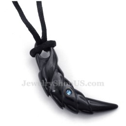 Colar Com Pingente De Garra De Titânio Preto (Corrente Grátis)