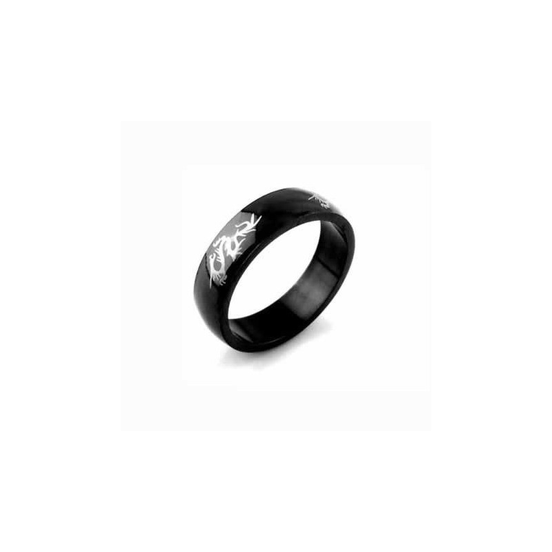 Anel Masculino Dragon De Titânio Preto 6Mm