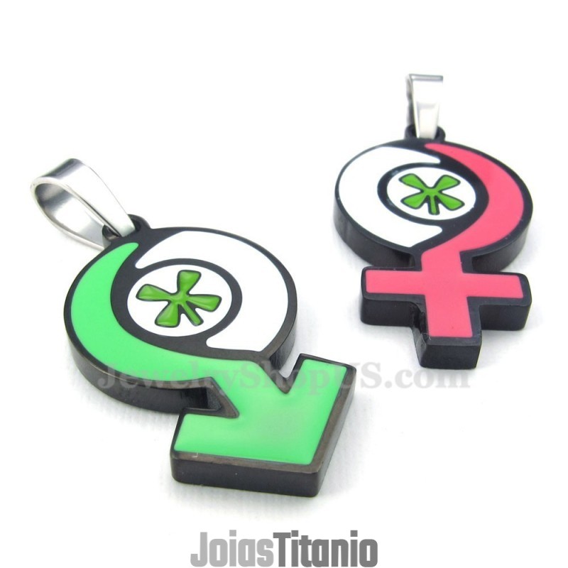 Colar Com Pingente De Símbolo De Titânio Para Meninos E Meninas (Corrente Grátis) (Um Par) Colar Com Pingente De Símbolo De Titânio Para Meninos E Meninas (Corrente Grátis) (Um Par)