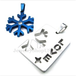 Colar Com Pingente De Floco De Neve Azul De Titânio Para Casais (Corrente Grátis) (Um Par)
