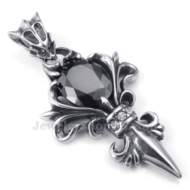 Colar Com Pingente De Titânio E Zircônia Preta (Corrente Grátis)