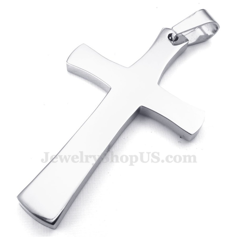 Colar Com Pingente De Cruz De Titânio Prateado (Corrente Grátis)