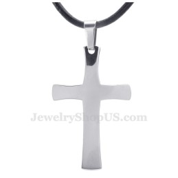 Colar Com Pingente De Cruz De Titânio Prateado (Corrente Grátis)