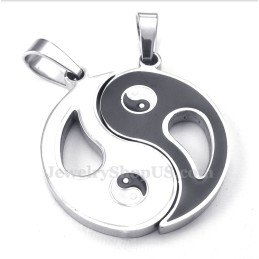 Colar Com Pingente De Casal Tai Chi De Titânio (Corrente Grátis) (Um Par)