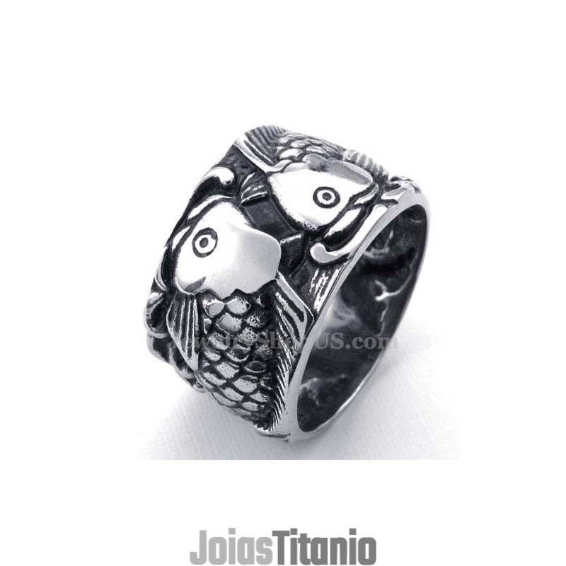 Anel De Peixe De Titânio