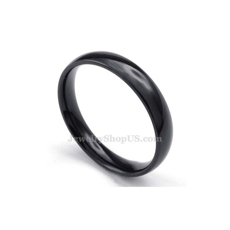 Anel Liso De Titânio Preto De 4 Mm