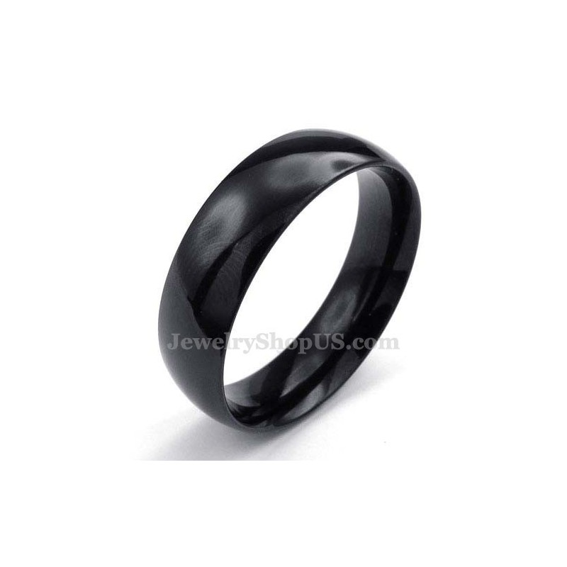 Anel Liso De Titânio Preto De 6 Mm