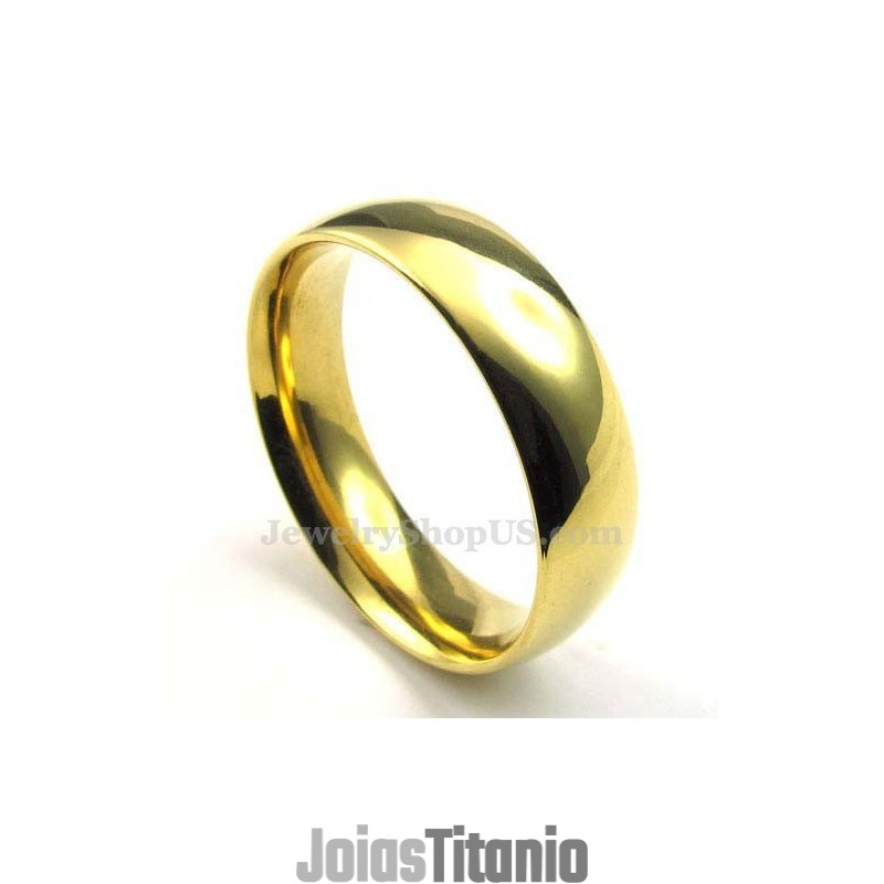 Anel Redondo De Titânio Dourado De 6 Mm Anel Redondo De Titânio Dourado De 6 Mm