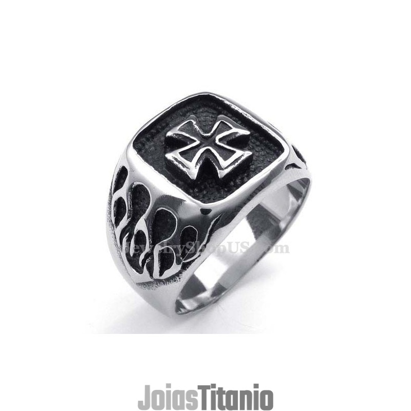 Anel De Cruz De Titânio