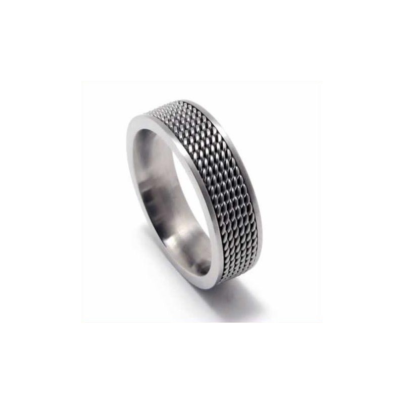 Anel De Titânio Masculino De 8 Mm Com Malha Anel De Titânio Masculino De 8 Mm Com Malha