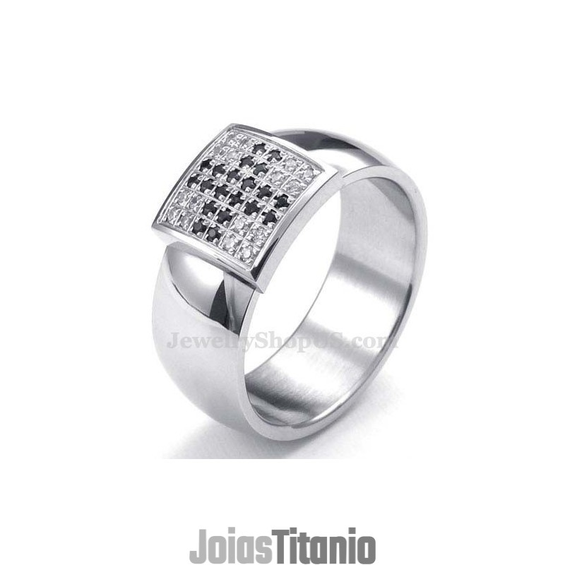 Anel De Titânio Com Zircônia Branca Anel De Titânio Com Zircônia Branca