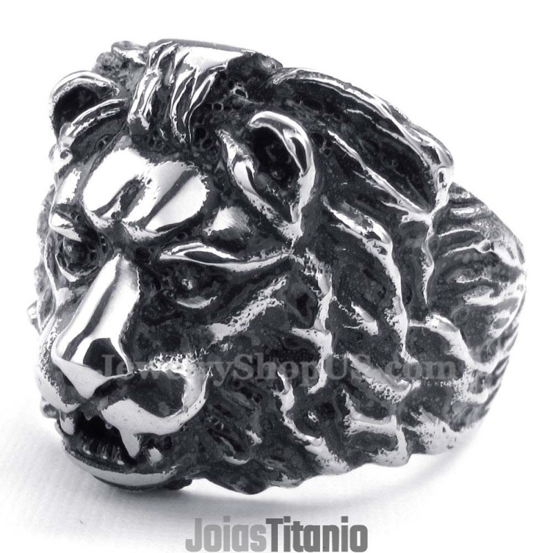 Anel De Cabeça De Leão De Titânio