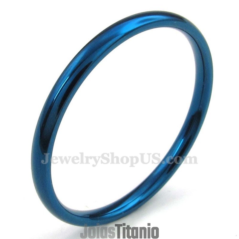Anel Redondo Azul De Titânio De 2 Mm