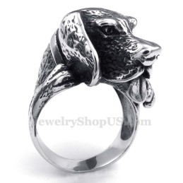 Anel De Cabeça De Cachorro De Titânio