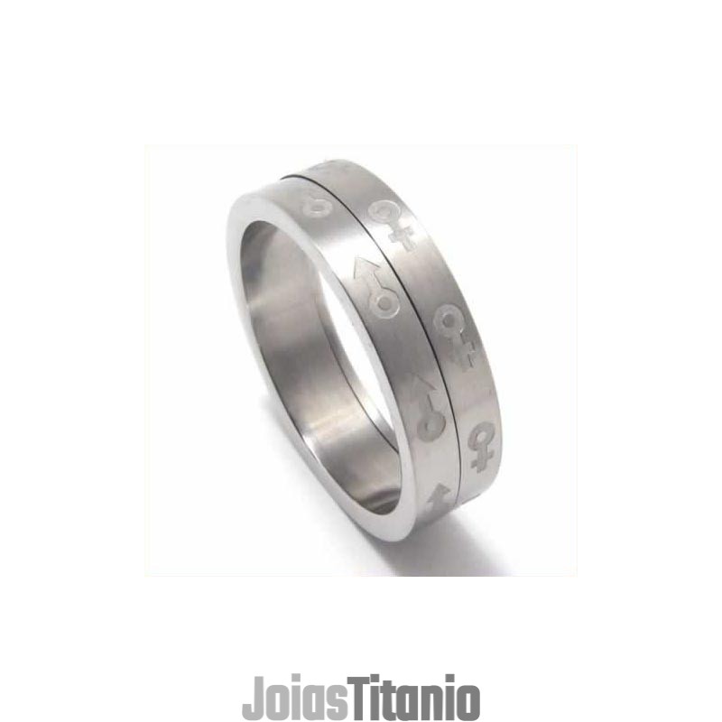 Anel De Titânio De 6 Mm Com Símbolo Sexual Anel De Titânio De 6 Mm Com Símbolo Sexual